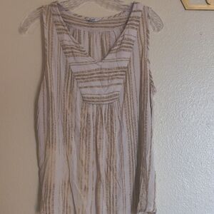 Sonoma Beige and Gold Striped Tank Top
